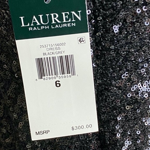 Ralph Lauren Sequin Maxi Long Dress Black Grey NWT - Picture 7 of 8